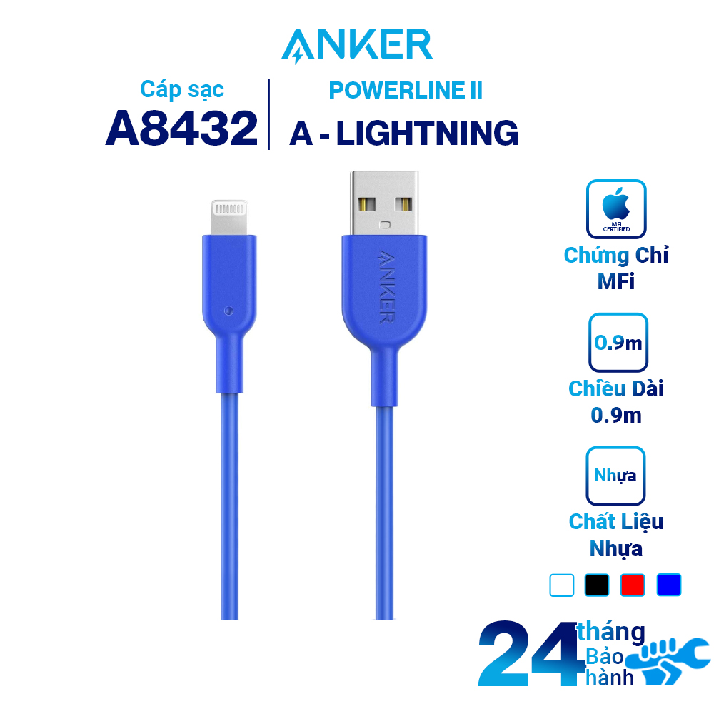 Dây Cáp Sạc Lightning Cho iPhone Anker PowerLine II 0.9m - A8432H21