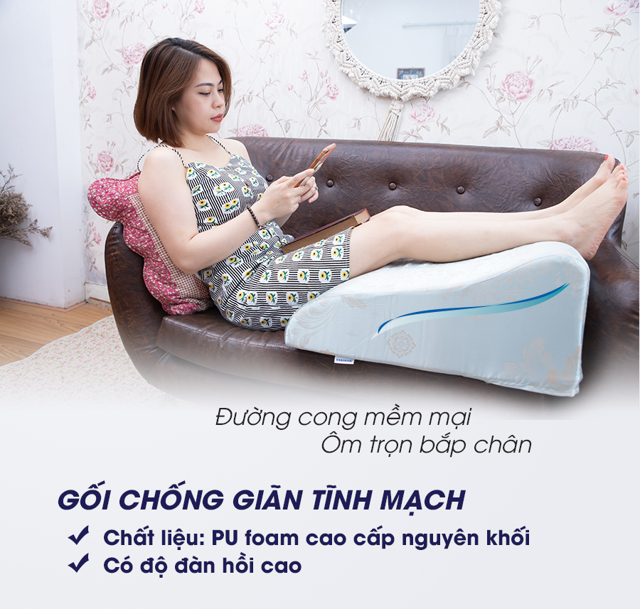 GỐI CHỐNG GIÃN TĨNH MẠCH YOROKOBI- KÍCH THƯỚC 55x48x25CM, GIẢM TÊ BÌ CHÂN, BUỐT CHÂN KHI NGỦ, HÀNG THƯƠNG HIỆU