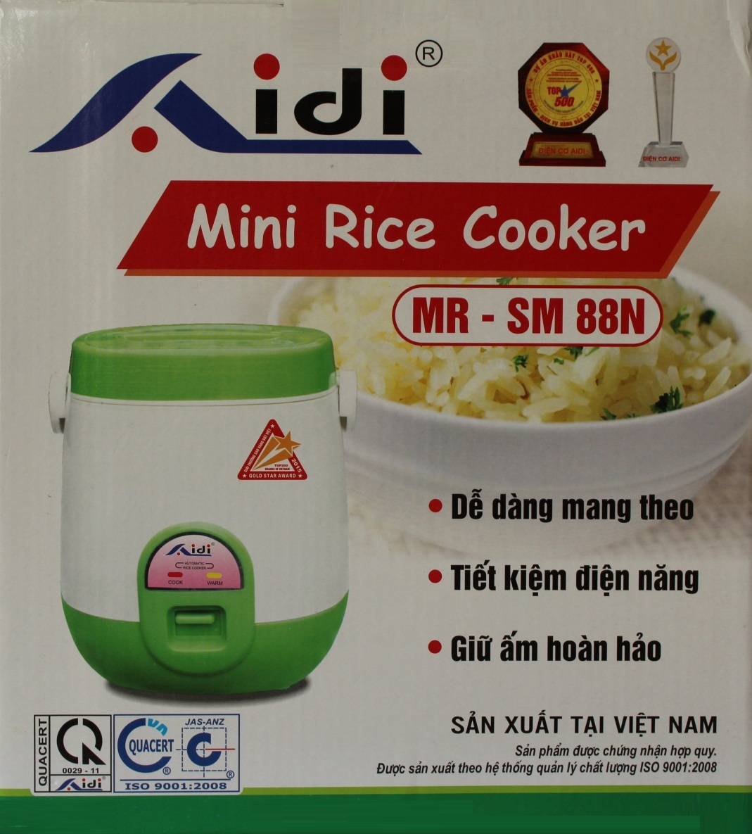 Nồi cơm điện mini cặp lồng Aidi MR-SM 88N (0,6 lít) -Màu Ngẫu Nhiên - Hàng Chính Hãng