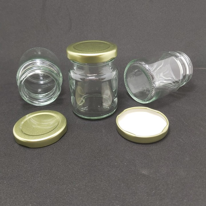 Combo 20 hũ thủy tinh 70ml nắp thiếc vàng vặn - hủ nhỏ đựng yến chưng, dầu dừa, gia vị
