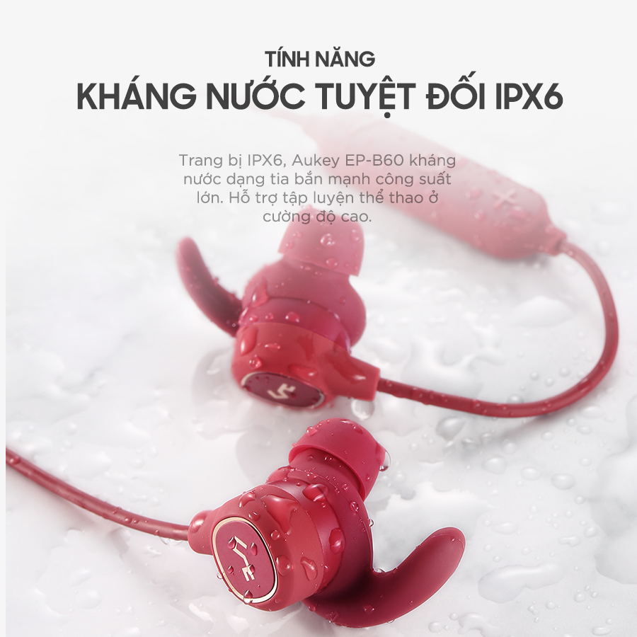 Tai Nghe Bluetooth Cao Cấp AUKEY EP-B60, Driver 8mm, Chống Nước IPX6, 8 Giờ Nghe Nhạc - Hàng Chính Hãng