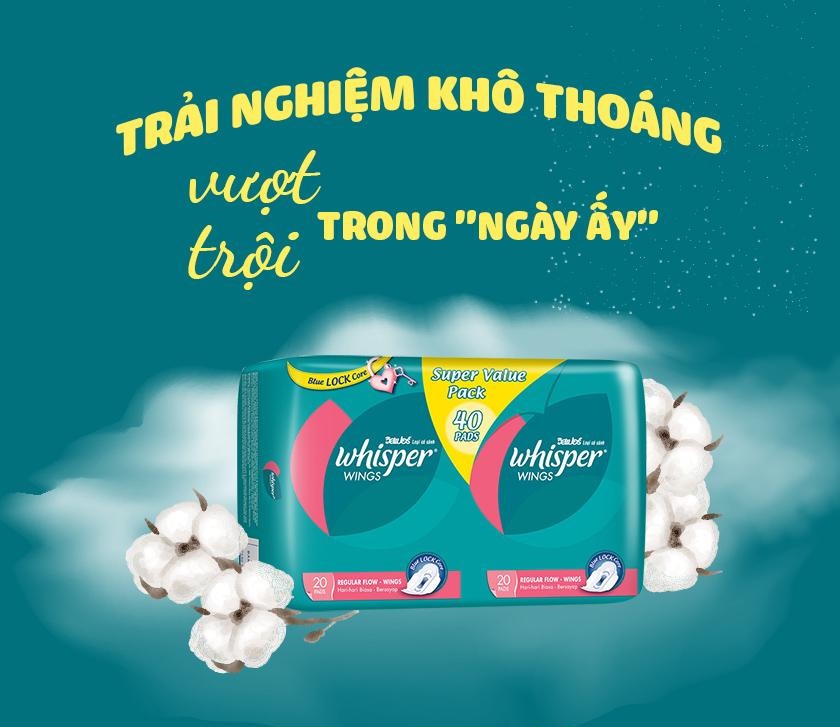 Băng Vệ Sinh Whisper Wings Có Cánh Ngày Vừa (Gói 10 Miếng)