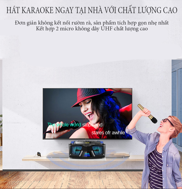 Loa karaoke gồm 2 micro không dây kết nối bluetooth D221 ( hàng nhập khẩu ) tặng 1 bộ chuyển đổi cáp quang