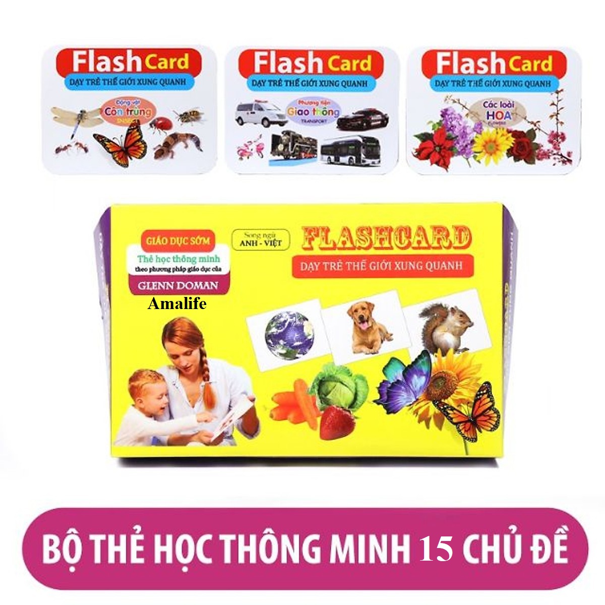 bộ thẻ học thông minh cho bé từ 0 đến 3 tuổi, Bộ Thẻ Học Thông Minh Flashcard Song Ngữ Cho Bé - Hàng Chính Hãng