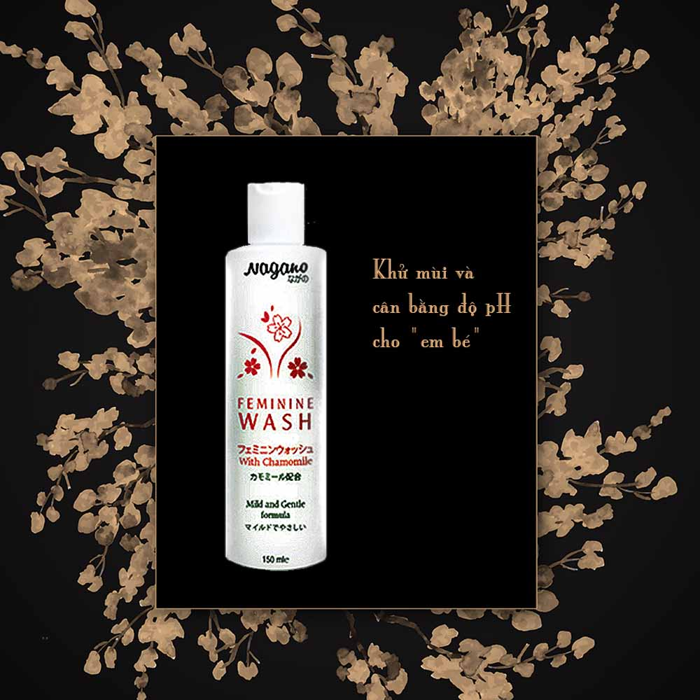 Dung Dịch Vệ Sinh Phụ Nữ Nagano Japan 150ml - FEMININE WASH WITH CHAMOMILE 150ml - Dung Dịch Ngăn Ngừa Vi Khuẩn Gây Các Bệnh Phụ Khoa, Ngăn Mùi Hôi Và Cảm Giác Ngứa Ngáy