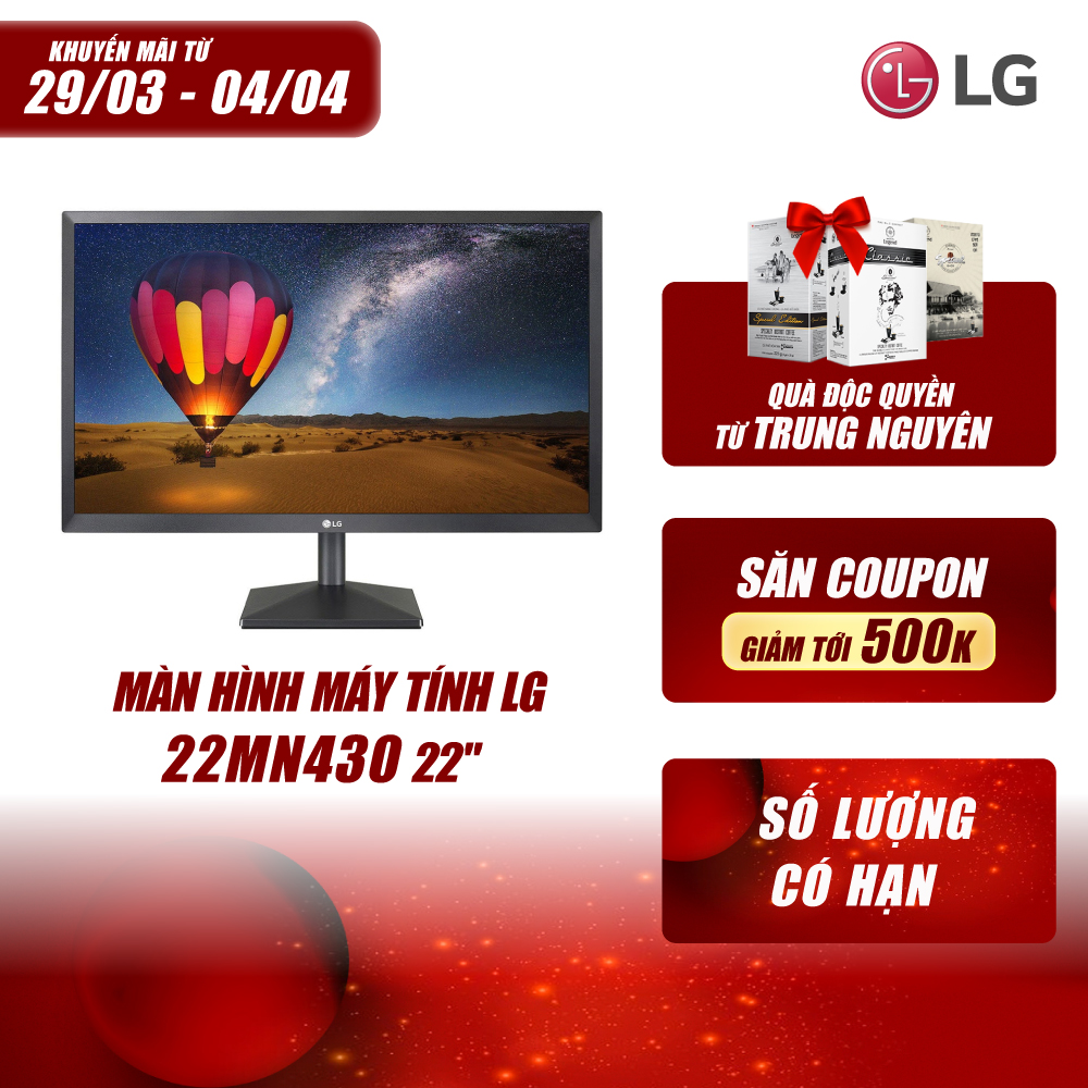 Màn Hình Máy Tính LG 22MN430 22'' Full HD (1920x1080) 5ms 75Hz IPS FreeSync - Hàng Chính Hãng