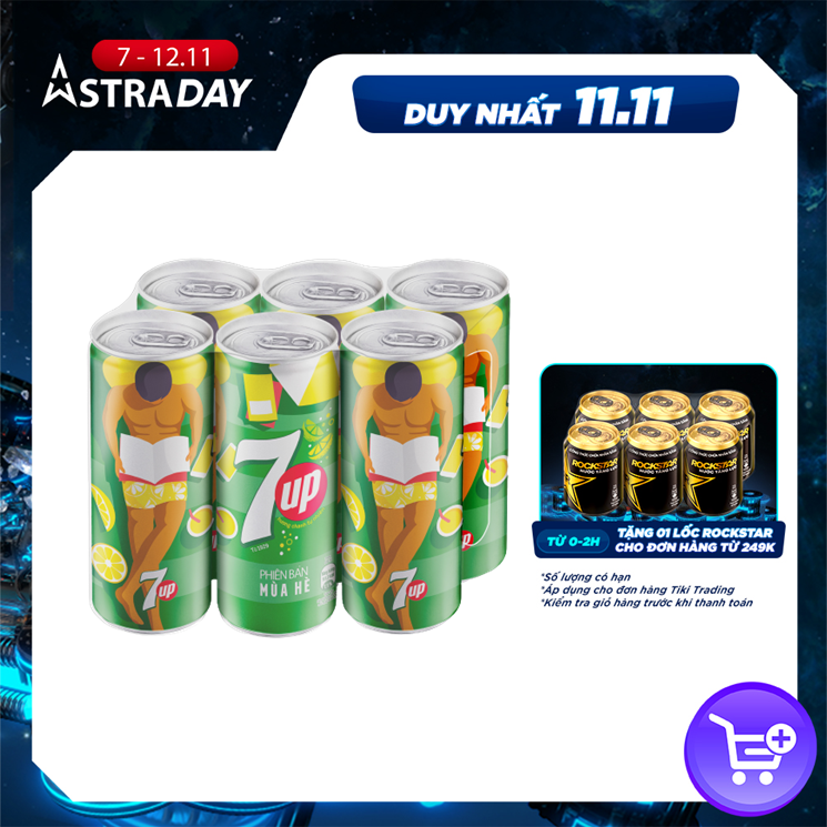 Lốc 6 Lon Nước Ngọt Có Gaz 7Up (320ml/lon)