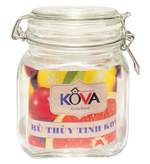 Bộ 2 Hũ Thủy Tinh Vuông Kova Có Khóa 600ml