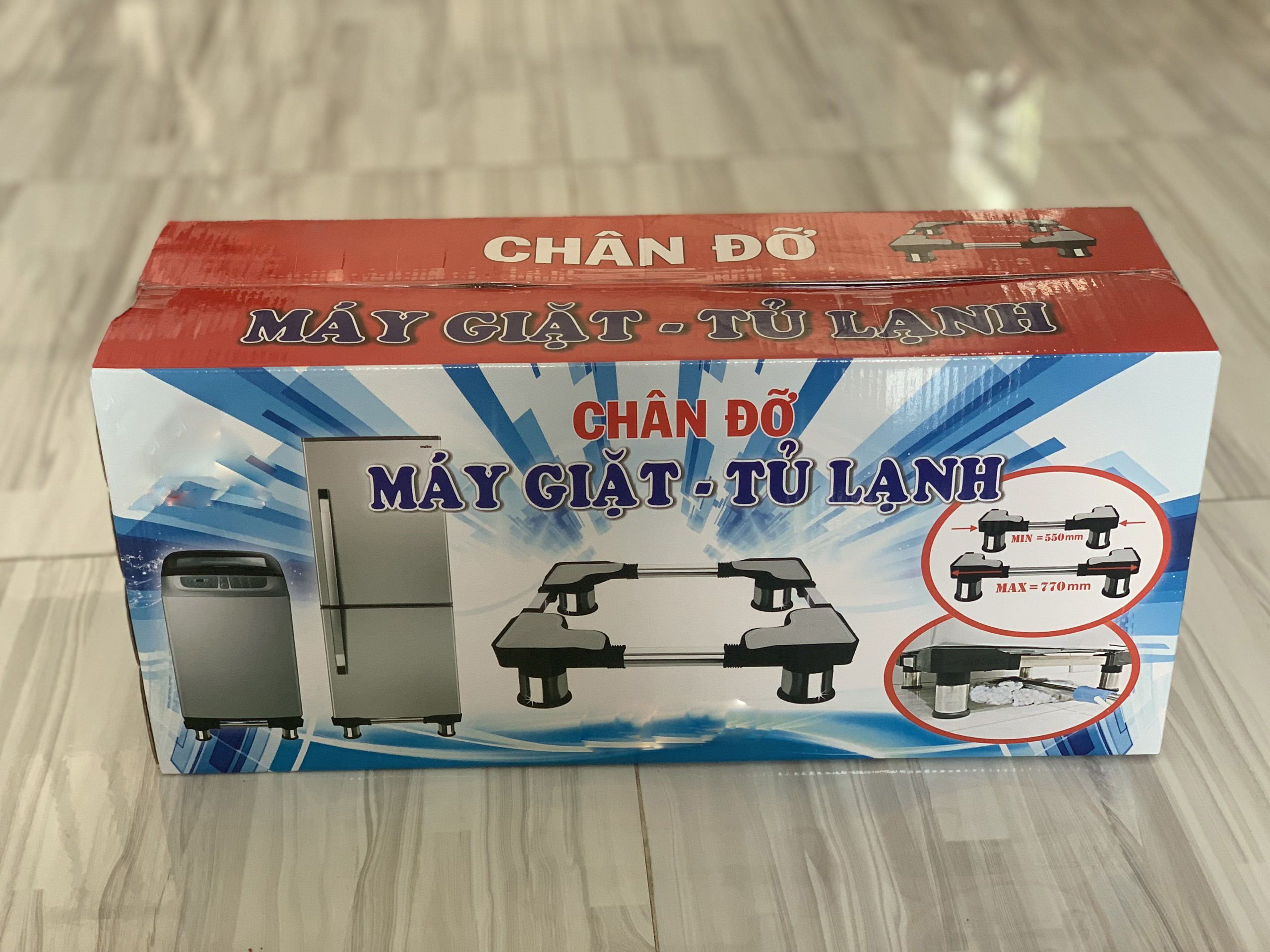 Hình ảnh Kệ chân đế máy giặt tủ lạnh inox cao cấp 55x77cm INOX dày 1mm