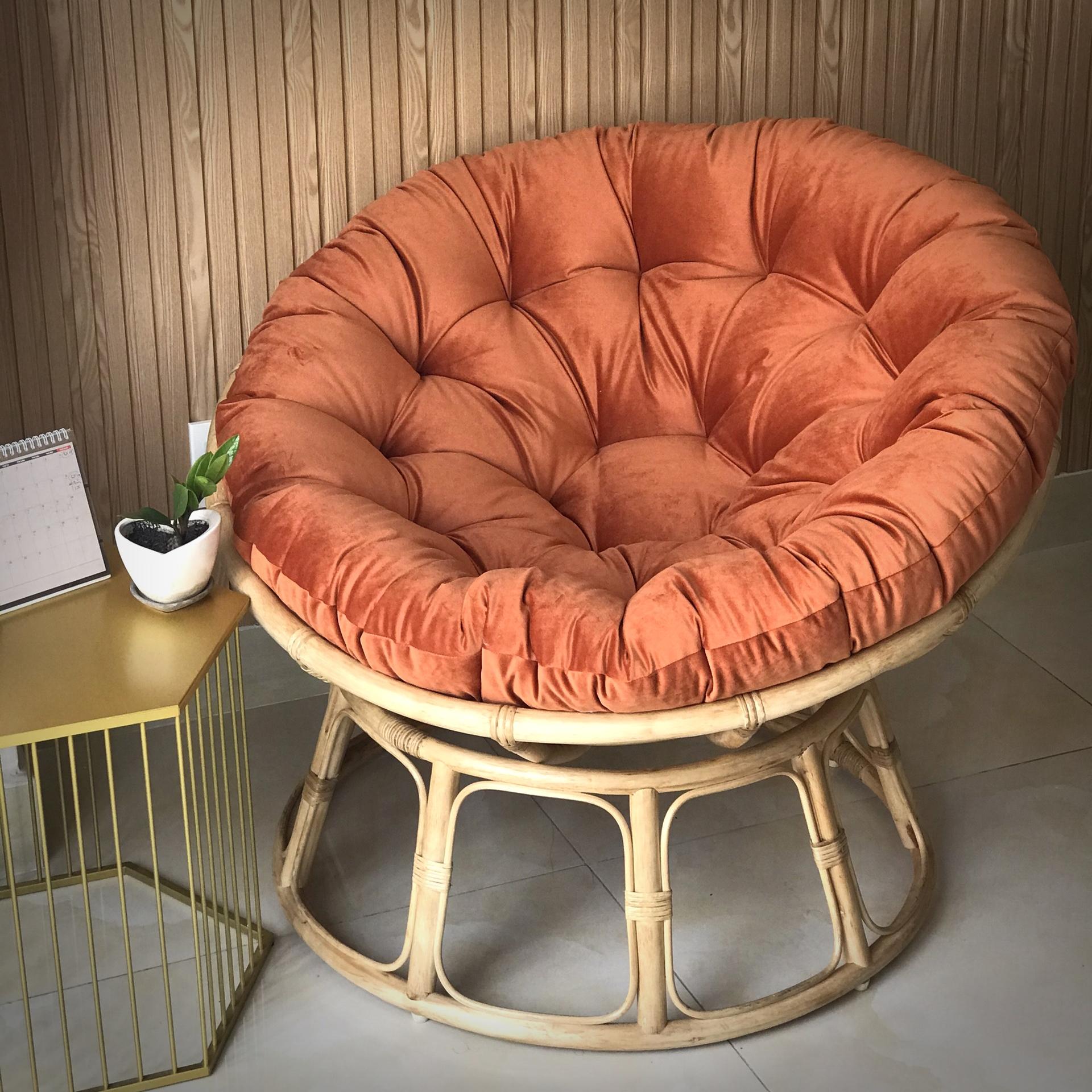 GHẾ MÂY PAPASAN CAO CẤP - Vải Nhung màu cam