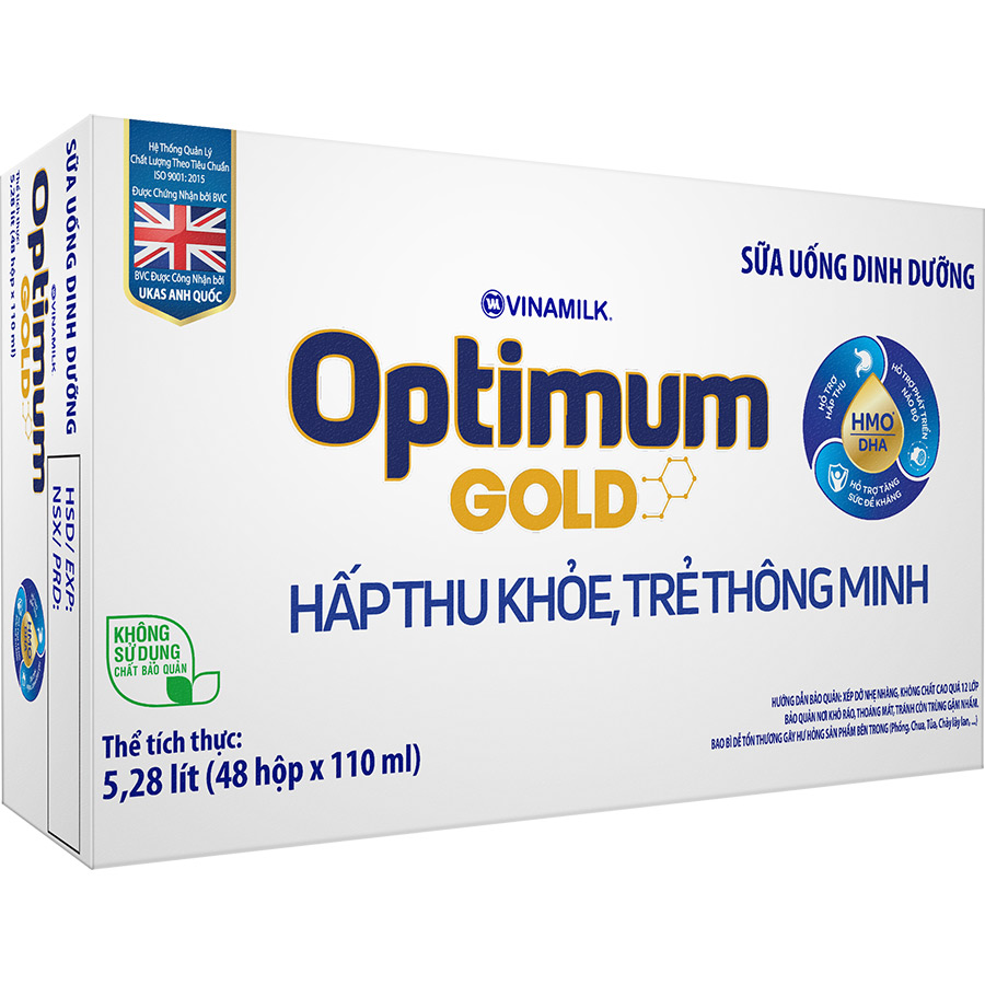 Thùng 48 Hộp Sữa Bột Pha Sẵn Vinamilk Optimum Gold 110ml