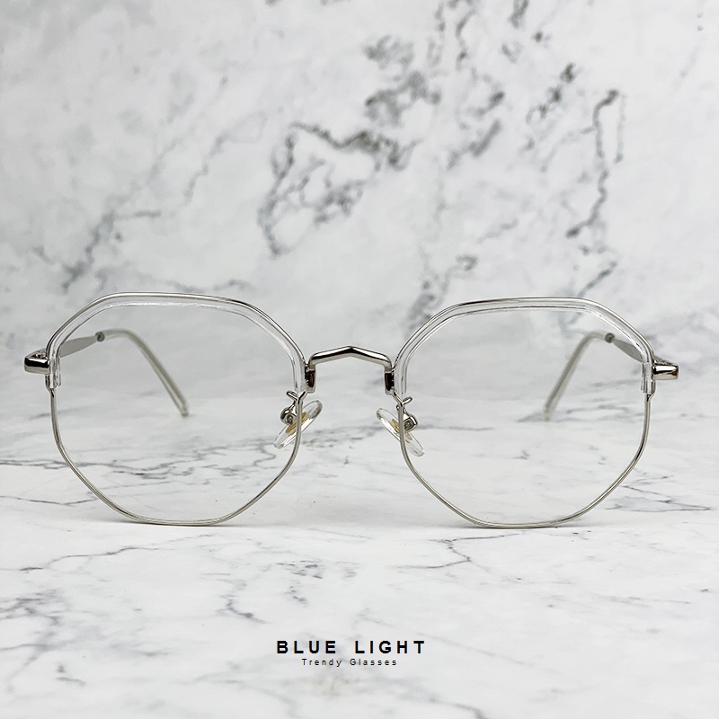 Kính Giả Cận, Gọng Kính Cận Nam Nữ Mắt Vuông Gọng Bạc Trong Suốt Không Độ Hàn Quốc - BLUE LIGHT SHOP