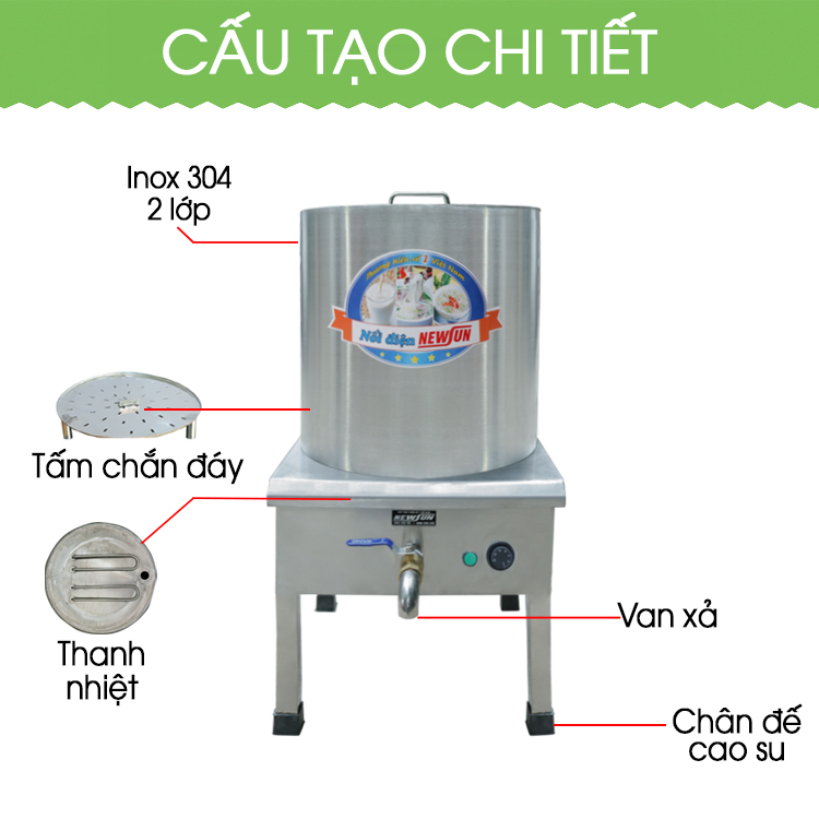 Nồi Nấu Phở Điện Liền Nồi  NEWSUN 20L - Hàng chính hãng