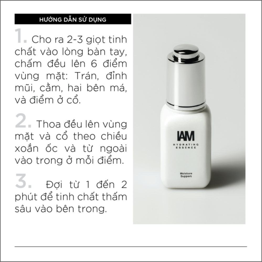 Sản phẩm cung cấp độ ẩm và mang lại làn da mịn màng - IAM Hydrating Essence - 20ml