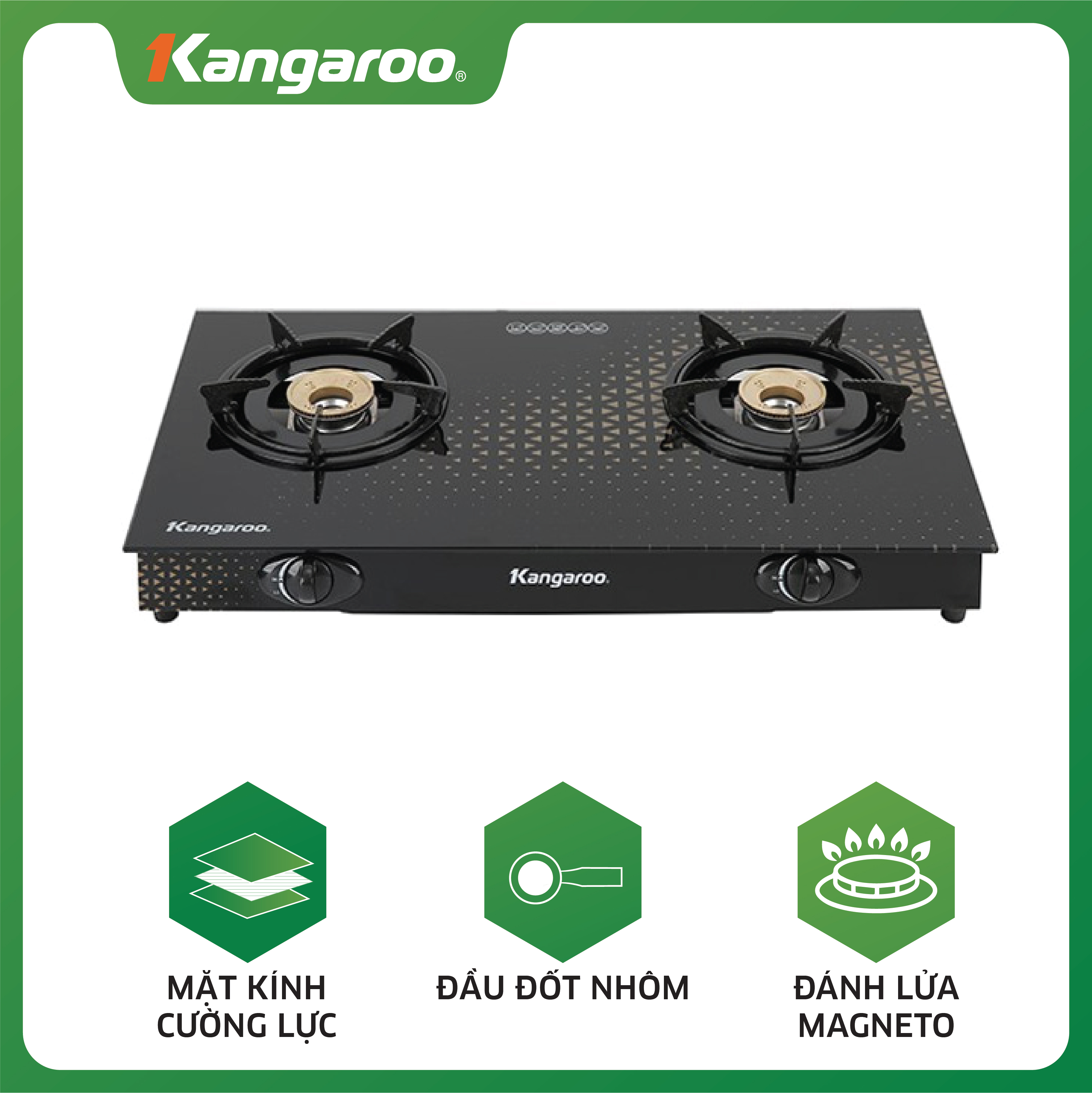 Bếp Gas Dương Đôi Kangaroo KG8G1C - Hàng Chính Hãng