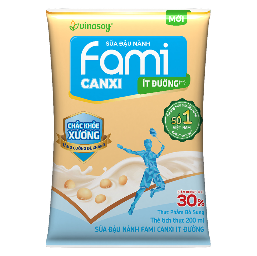 Thùng Sữa đậu nành Fami Canxi ít đường (200ml x 40 bịch)