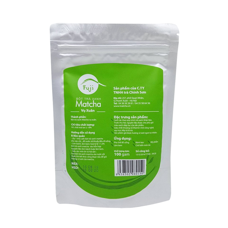 Bột Trà Xanh Fuji Matcha Xuân 100g - Nguyên Chất 100% Tự Nhiên. Dùng pha chế đồ uống, đắp mặt, dưỡng da, làm bánh kẹo