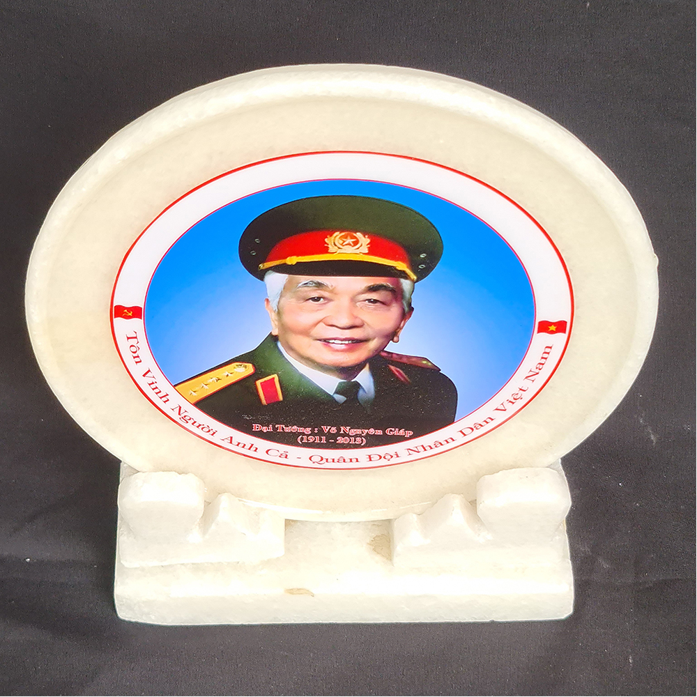 Đĩa Đá Trắng In Hình Đại Tướng Võ Nguyên Giáp - Mx