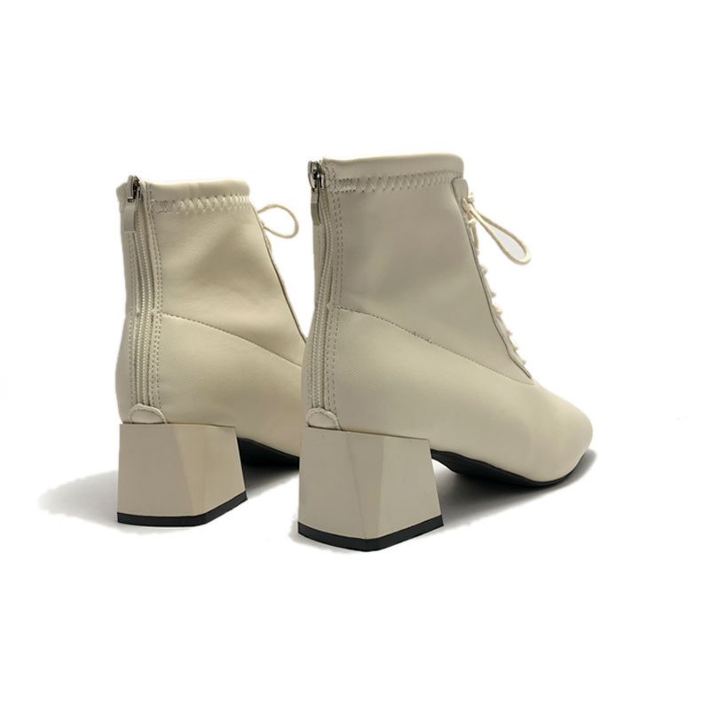 Boots nữ, 5cm, mũi vuông, dây buộc, Boots09