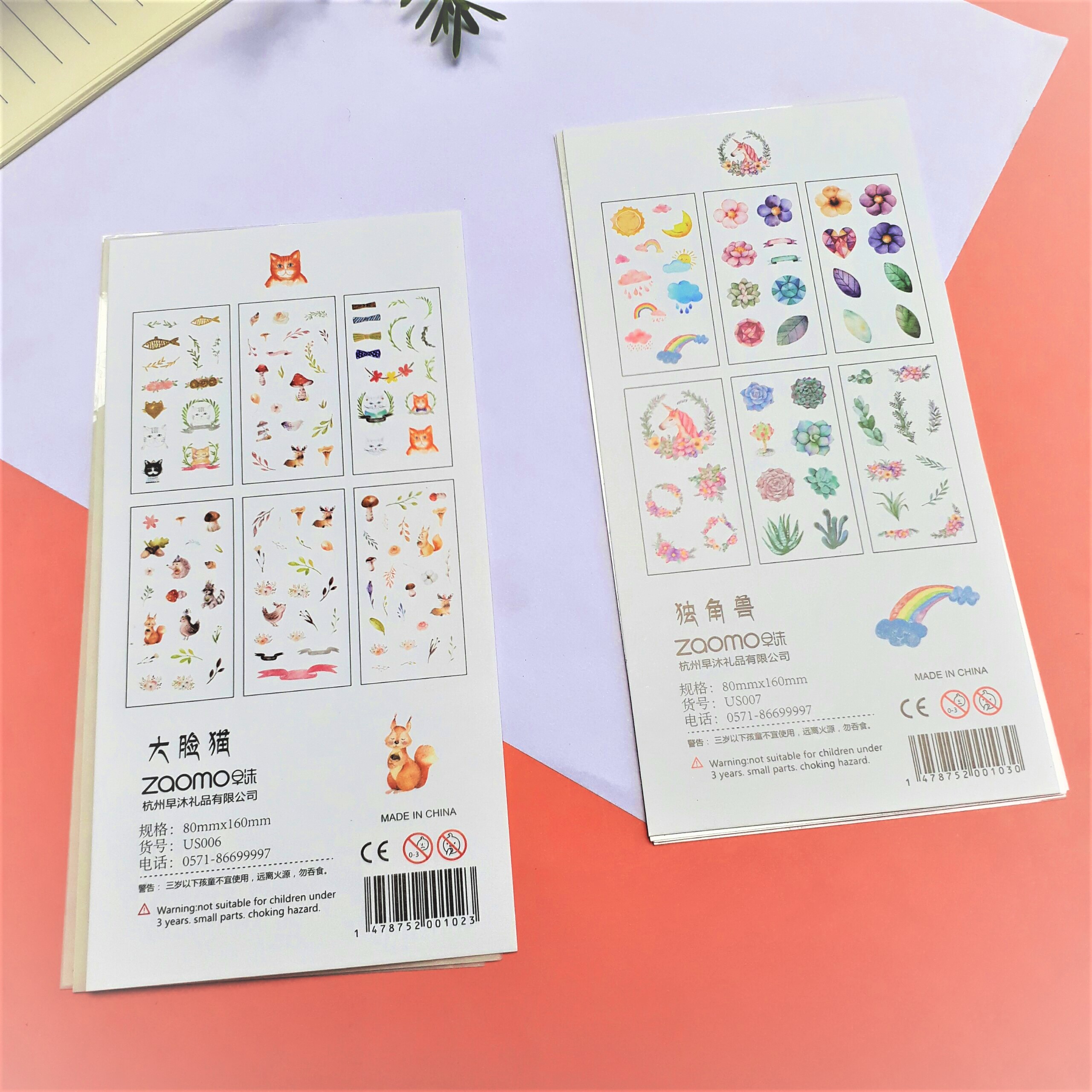 Combo 2 Bộ 6 Tấm Sticker Dán Trang Trí - Mèo Thơ Mộng