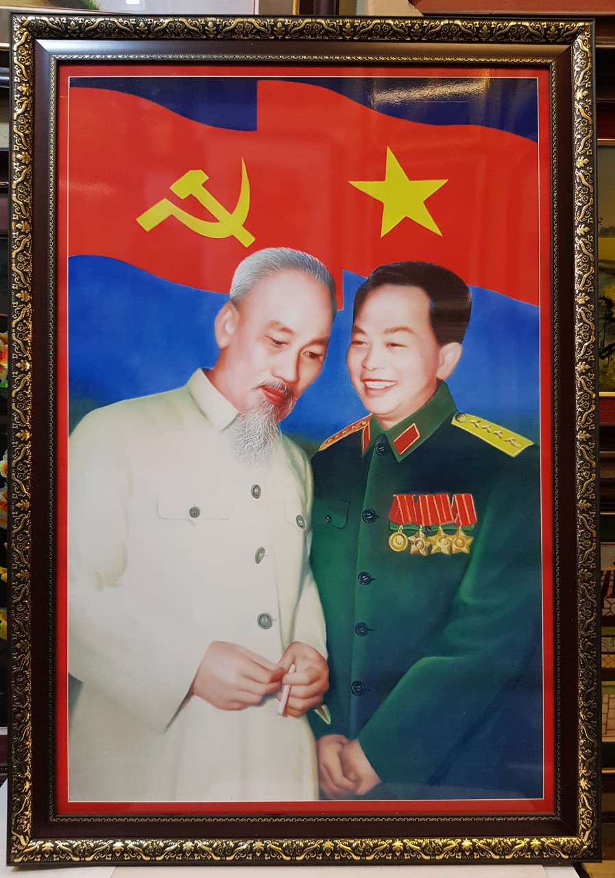 Tranh in dầu cao cấp Bác Hồ & Đại tướng Võ Nguyên Giáp