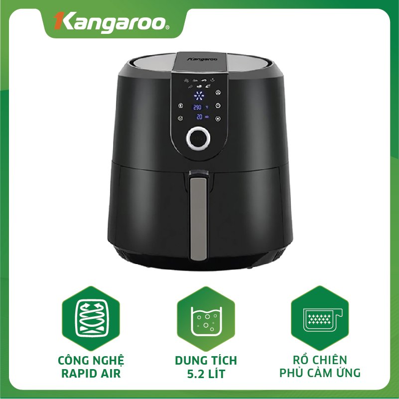 Nồi chiên không dầu điện tử  5.2L Kangaroo KG55AF1A - Hàng chính hãng