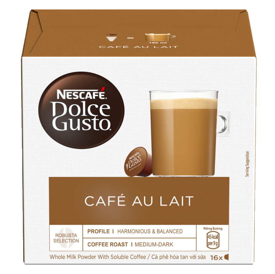 Hộp 16 Viên Nén Cà Phê Sữa Nescafe Dolce Gusto - Café AuLait 144g