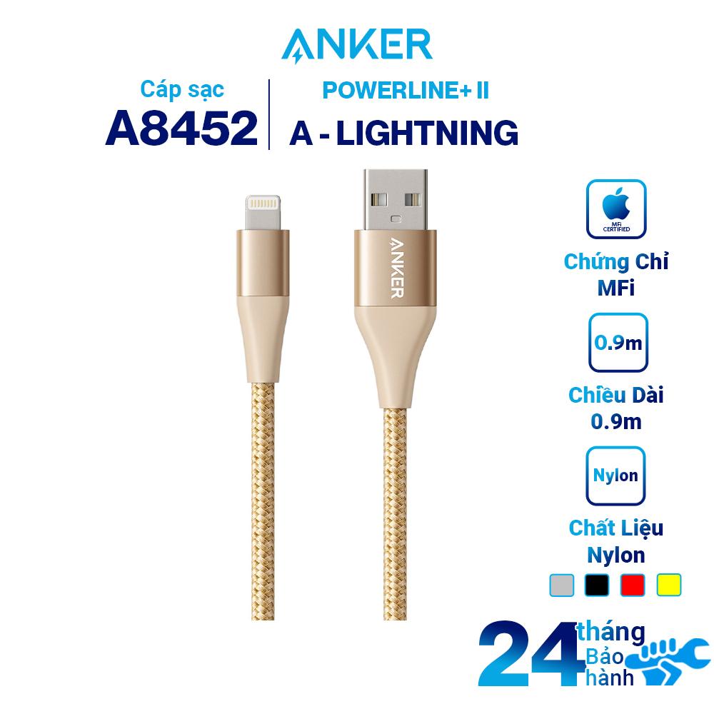 Dây Cáp Sạc Lightning Cho iPhone Anker Powerline+ II 0.9m (Không Kèm Bao Đựng) - A8452H11