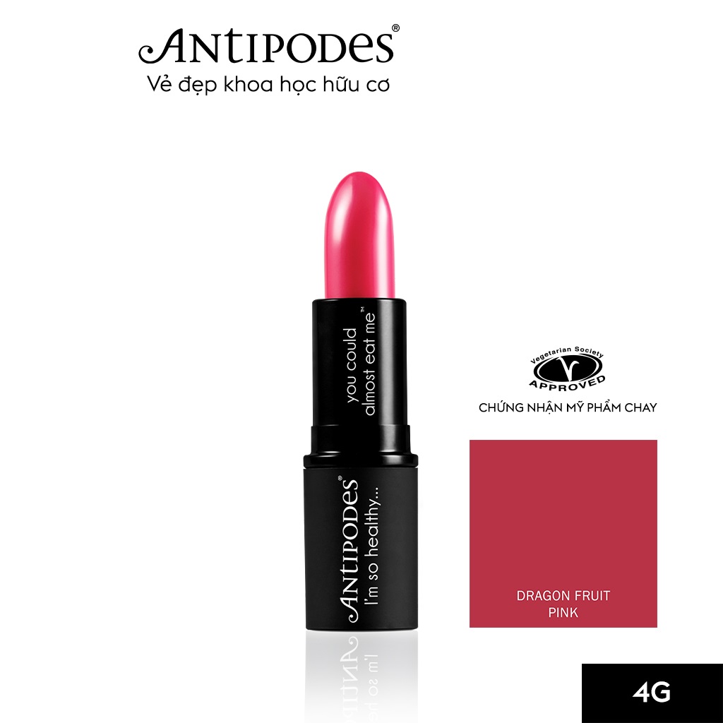 Son Môi Thiên Nhiên Màu #9 Hồng Tươi Antipodes Lipstick Dragon Fruit Pink 332 4g