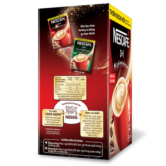 NESCAFÉ 3in1 Cà phê rang xay hòa tan Công thức cải tiến - VỊ NGUYÊN BẢN - Hộp 20 gói x 17 g
