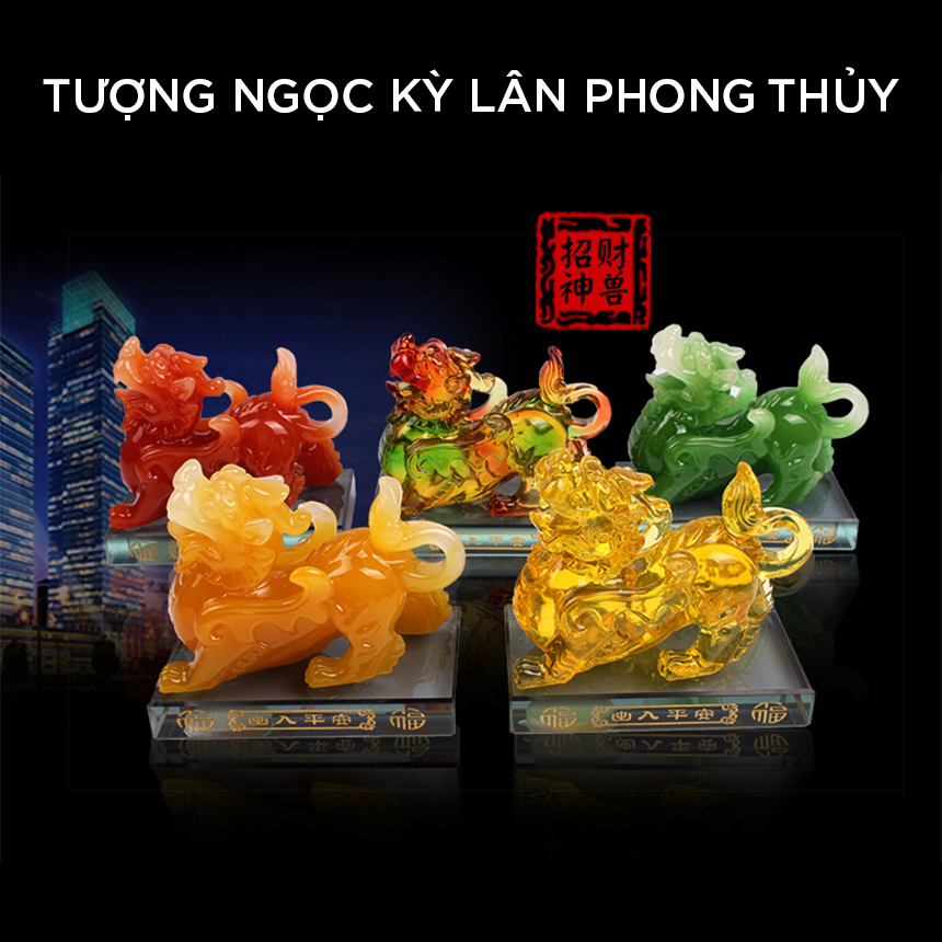 Tượng nước hoa Kỳ Lân phong thủy ngọc đa sắc WD1659