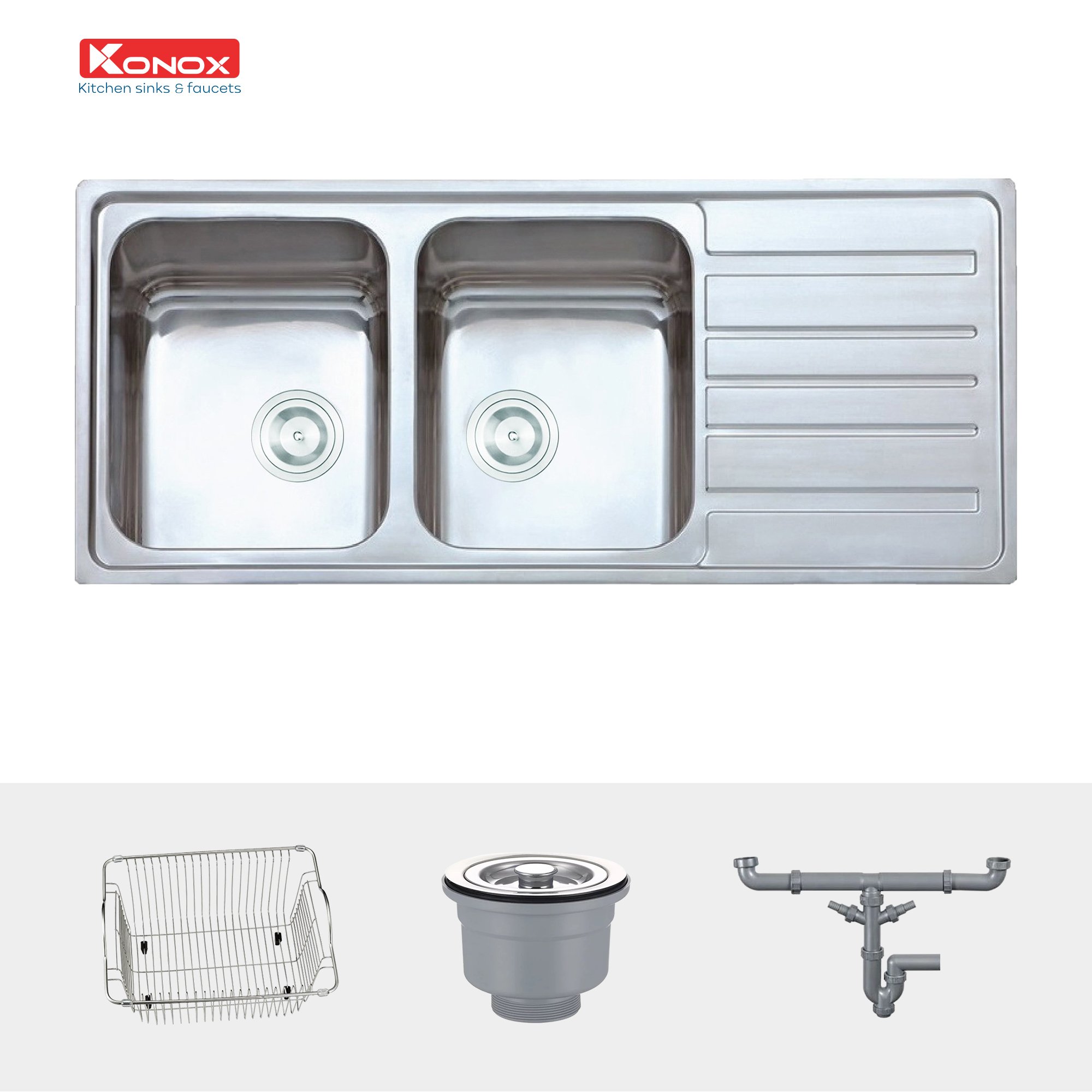 Chậu rửa bát Konox, European Series, Model Artusi KS11650 1D , Inox 304AISI tiêu chuẩn châu Âu, 1160x500x215(mm), Hàng chính hãng