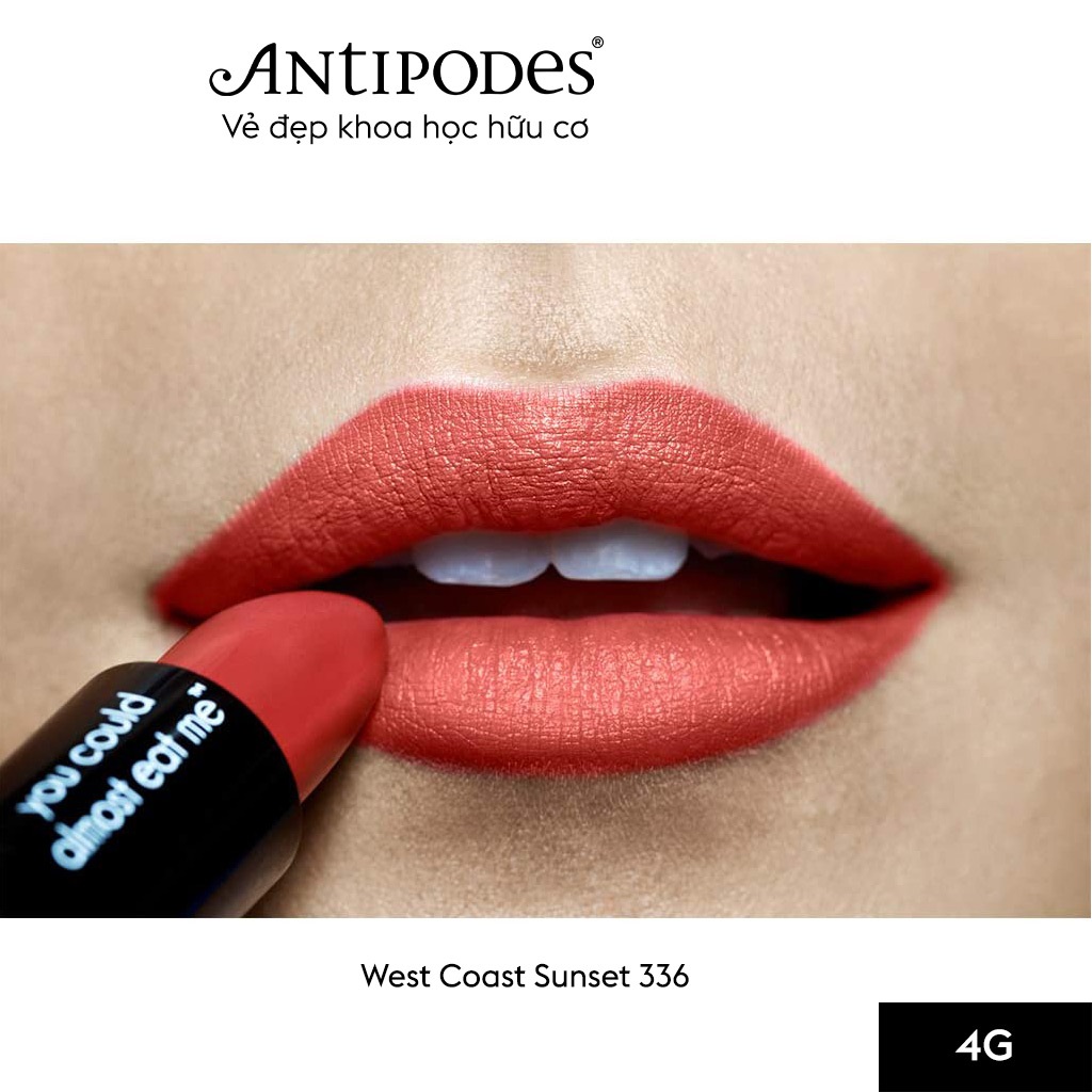 Son Môi Thiên Nhiên Màu #6 Đỏ Cam Antipodes Lipstick West Coast Sunset 336 4g