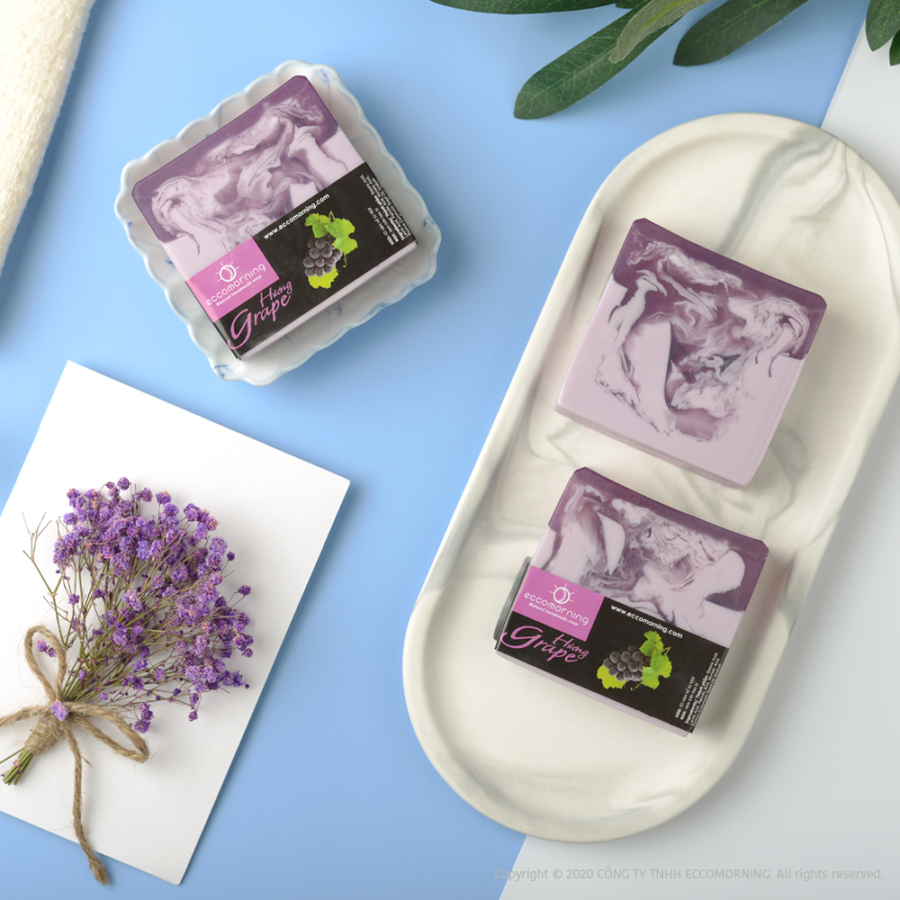 Xà Bông Thiên Nhiên Handmade eccomorning Hình Vuông Hương Nho - Grape Soap