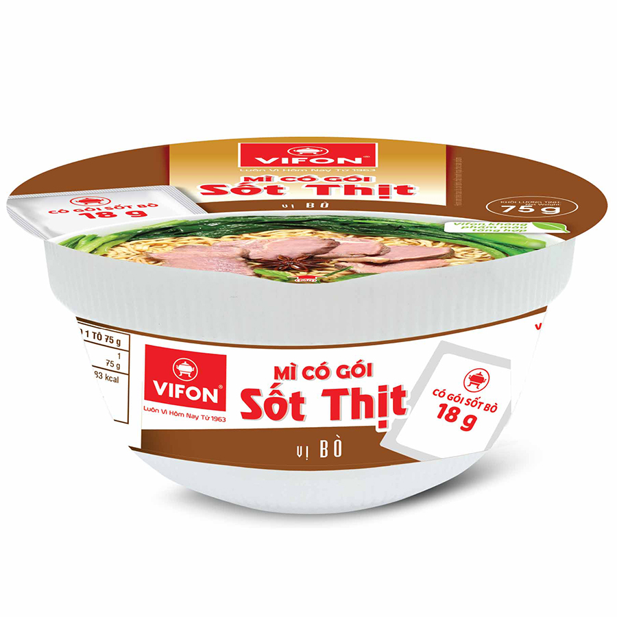 Thùng 12 Mì Sốt Thịt Bò VIFON có Gói Sốt Thịt (75g / Tô)