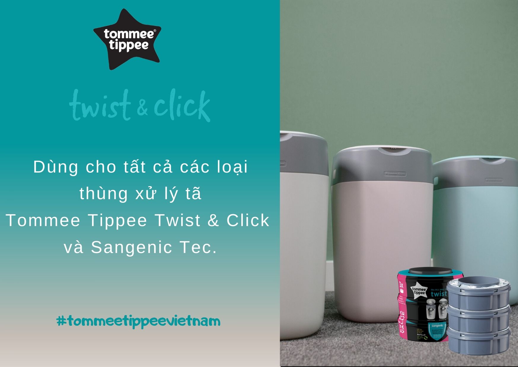 Túi xử lý tã cho bé Tommee Tippee (3 hộp)