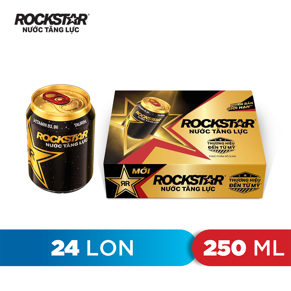 Thùng 24 Lon Nước Tăng Lực Rockstar (250ml/ lon)