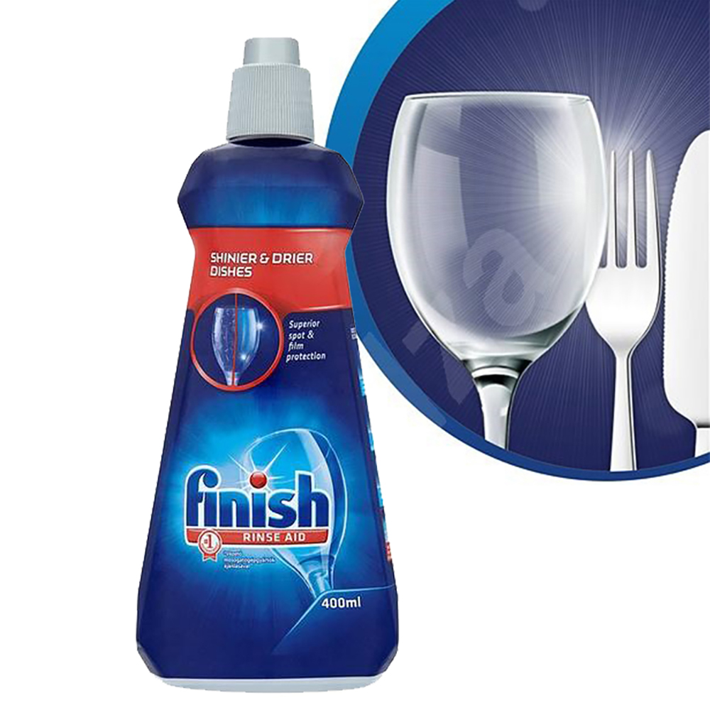 Nước làm bóng và khô bát, đĩa Finish Dishwasher Shine &amp; Dry Regular 400ml QT017391