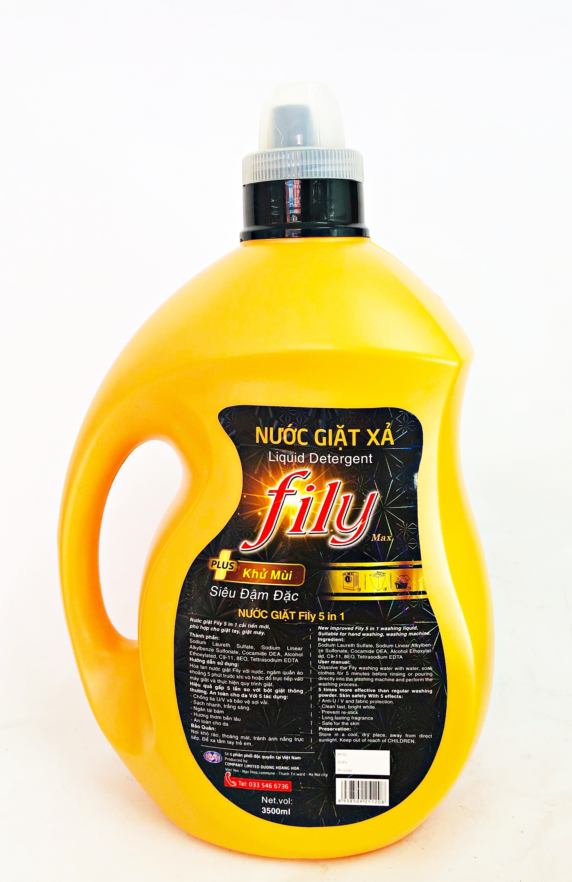 Nước Giặt Xả Hương Nước Hoa Pháp Công Nghệ Utral Kép 5 in1 - FILY vàng 3,5 lít