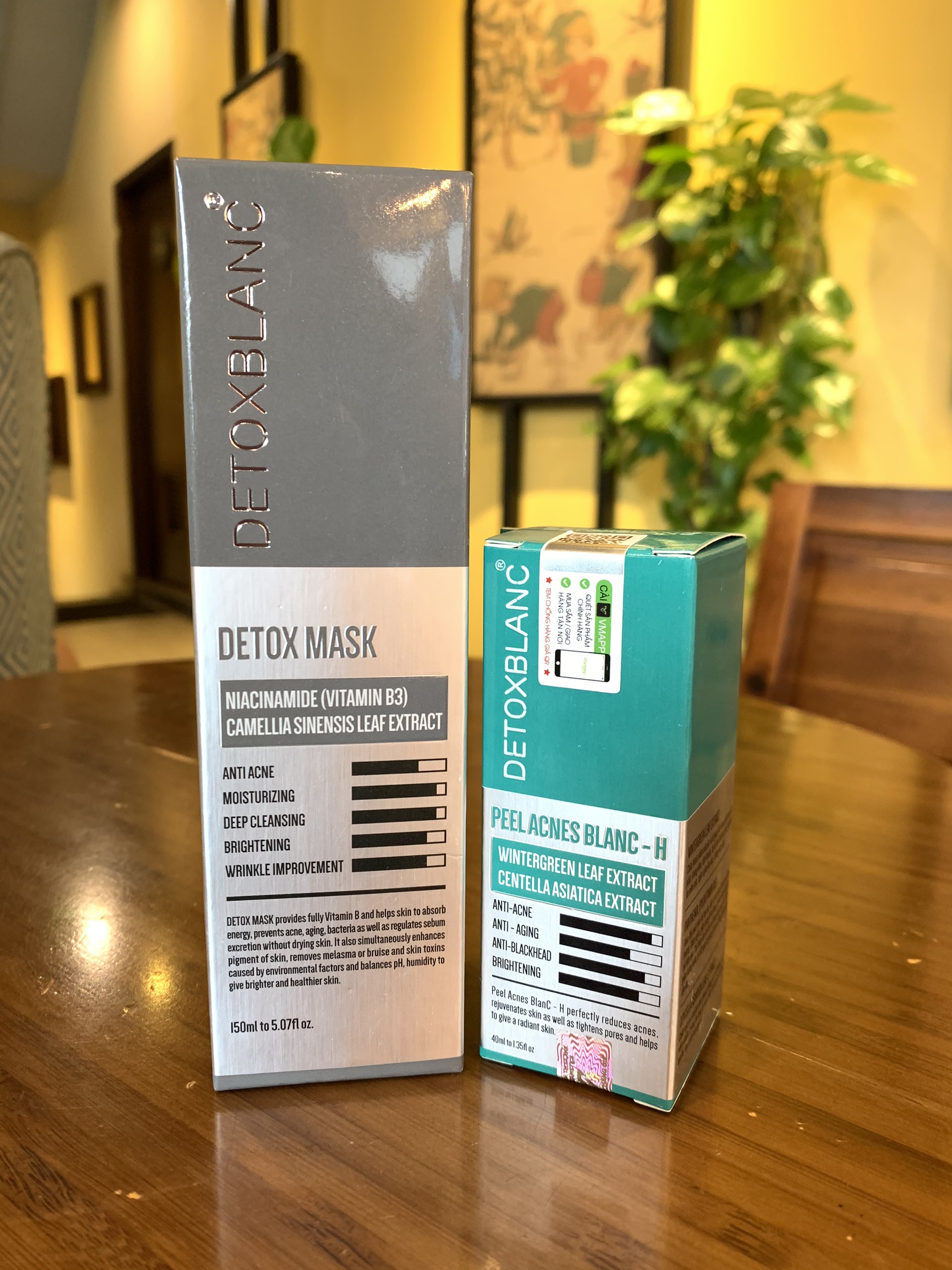 Combo Detox Blanc Thải độc Giảm mụn tận gốc dành cho da thường Mặt Nạ Detox mask và Serum mụn Lộc Đề + Tặng kèm băng đô thời trang