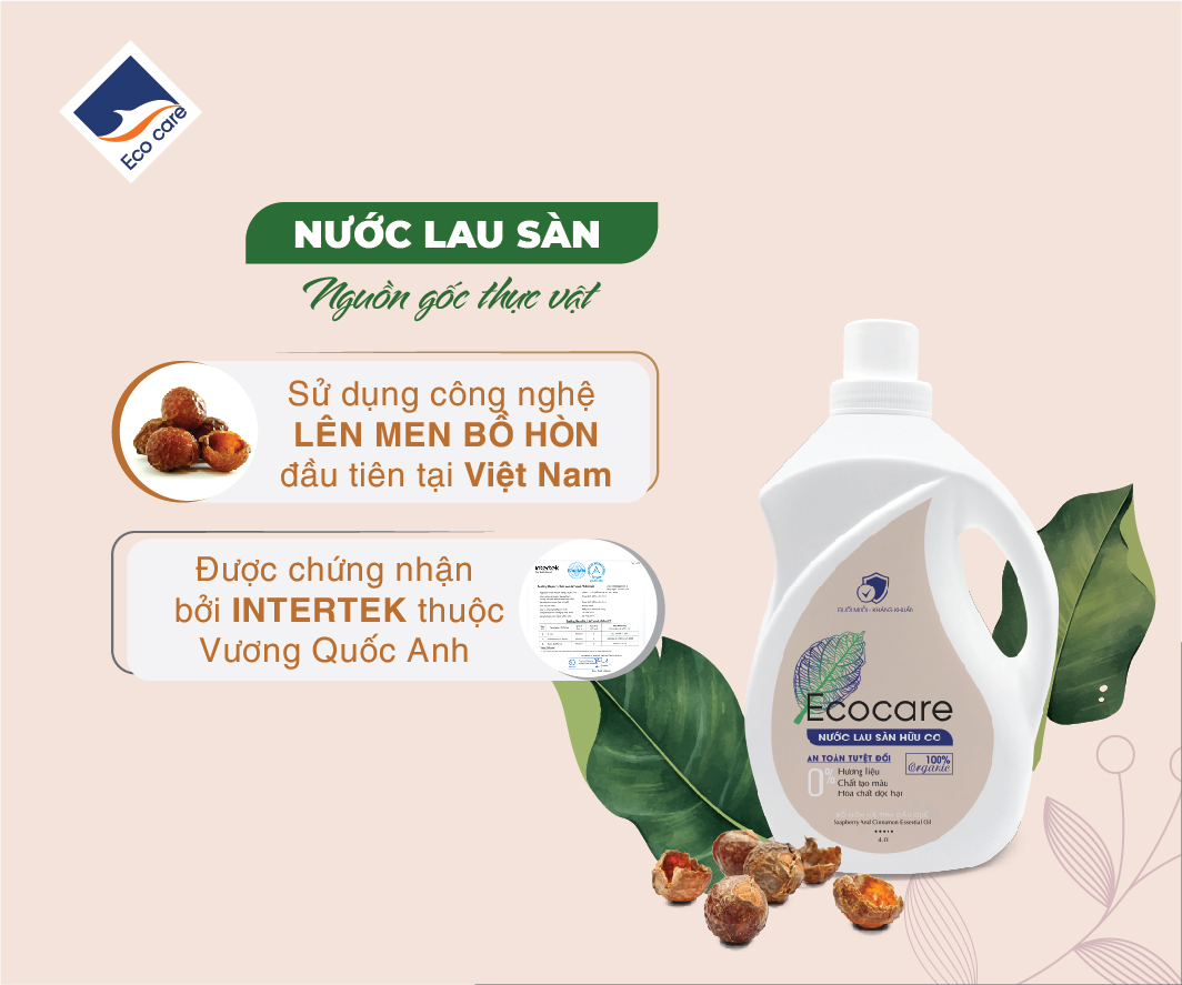 Nước lau sàn Hữu cơ Ecocare đuổi muỗi tinh dầu Quế 2000ml