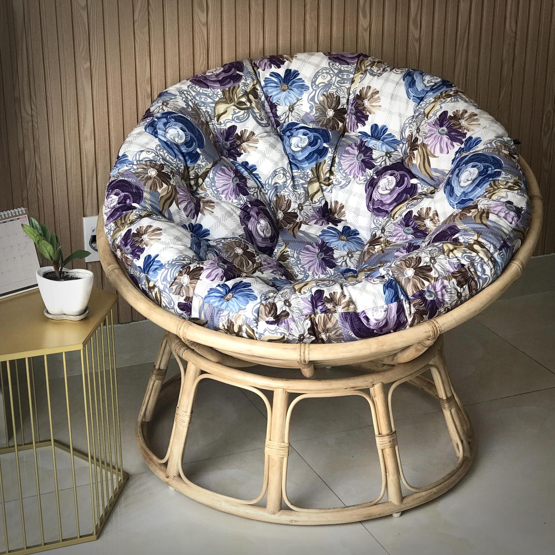 GHẾ MÂY PAPASAN CAO CẤP - HOẠ TIẾT HOA TÍM XẠNH