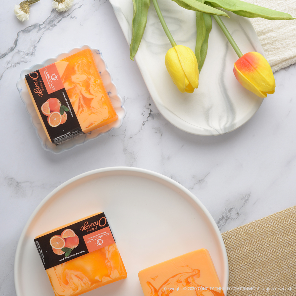 Xà Bông Thiên Nhiên Handmade eccomorning Hình Vuông Hương Cam - Orange Soap