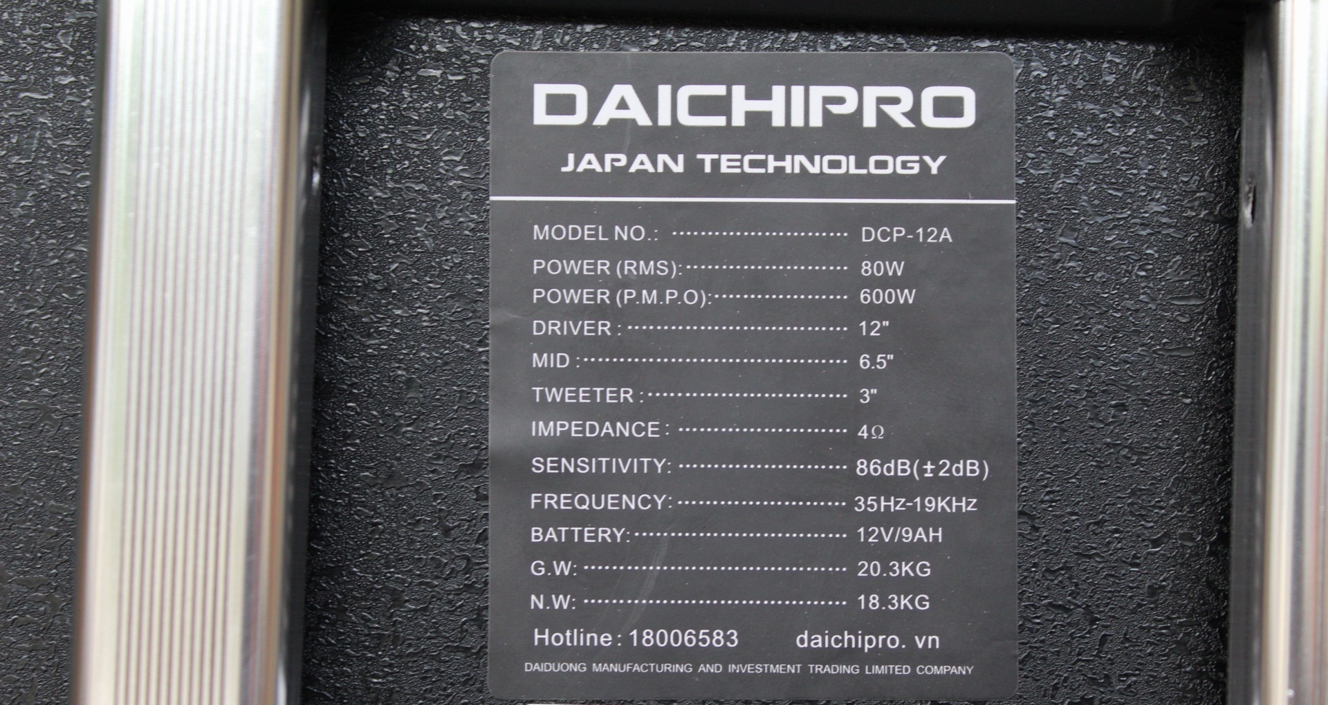 Loa Kéo Di Động Karaoke Bass 30 Daichipro DCP-12A (600W) 3 Tấc - Chính Hãng