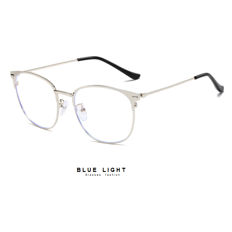 Kính Giả Cận, Gọng Kính Cận Nam Nữ Dáng Mắt Mèo Bạc Gọng Mảnh Không Độ Hàn Quốc - BLUE LIGHT SHOP