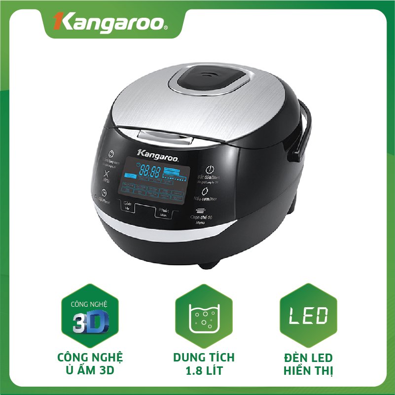 Nồi Cơm Điện Tử Kangaroo KG595 - Đen- Hàng chính hãng