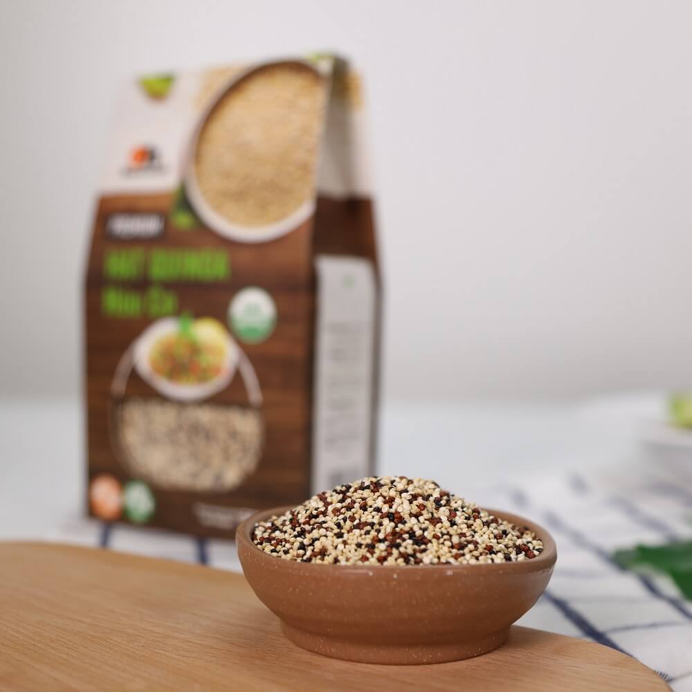 Hộp Mix 3 loại Hạt Quinoa (Diêm mạch) Smile Nuts 500g - Gồm Quinoa Trắng, Quinoa Đen và Quinoa Đỏ - Mixed Quinoa Seed Smile Nuts 500g