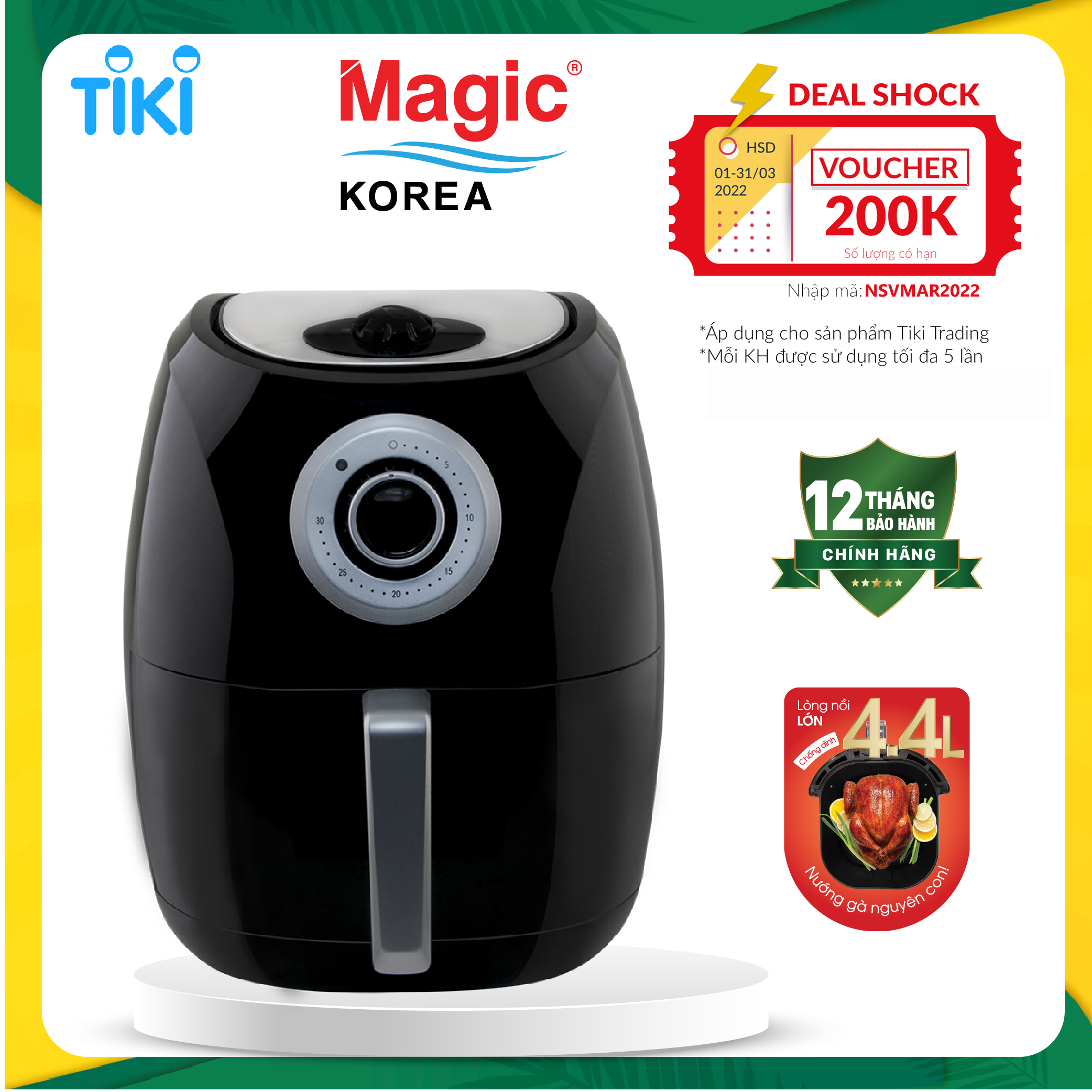 Nồi Chiên Không Dầu Magic Korea A-84 (4.4L)