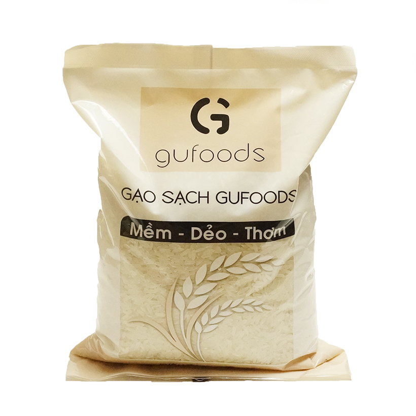 Gạo thơm GUfoods (1kg) - Cơm mềm dẻo, Thơm tự nhiên, Hạt dài, Nguyên liệu vựa lúa Đồng bằng Sông Cửu Long