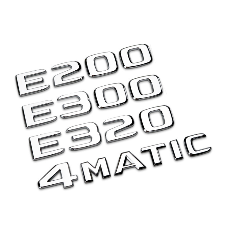 Decal tem chữ E300 dán đuôi xe ô tô, xe hơi chất liệu nhựa ABS